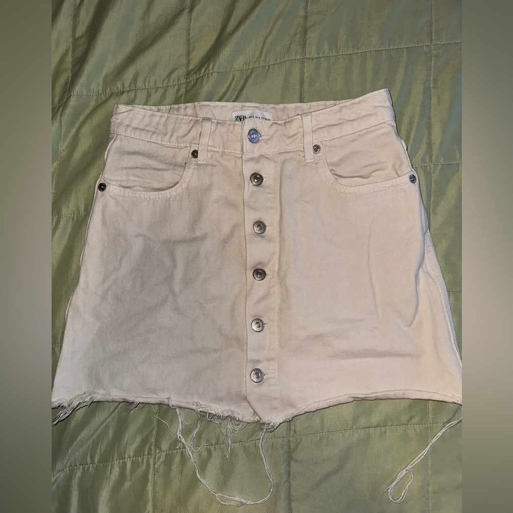 Zara Light Tan Denim Mini Skirt